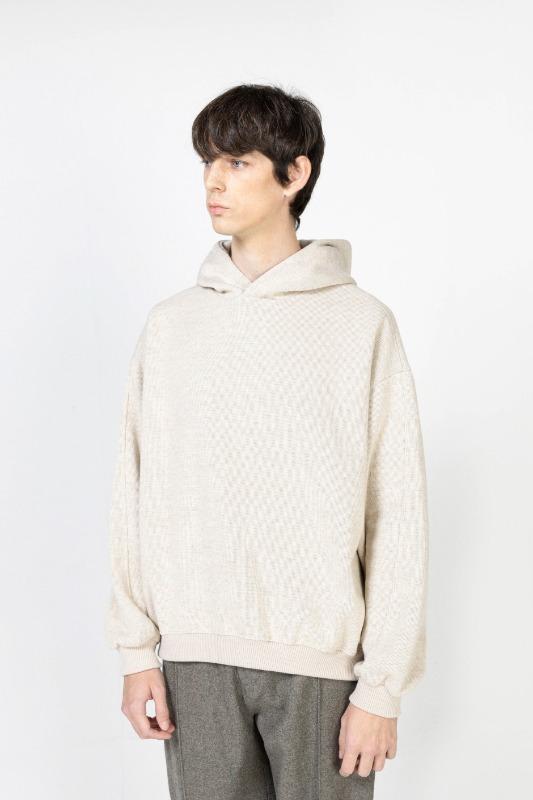 Oatmeal melange knitted Hooded  [HSW23]