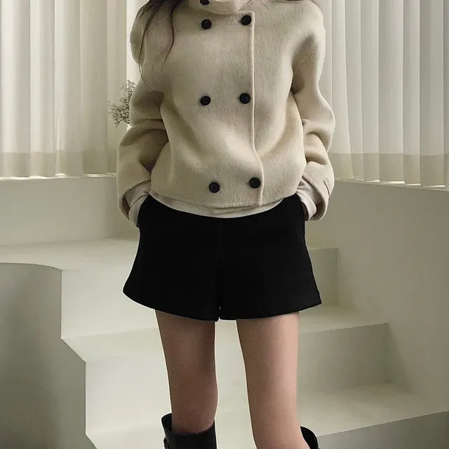 [시즌 60% SALE]  멜린 핸드메이드 울캐시미어 더블 숏코트
