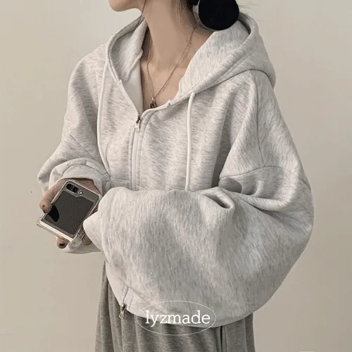 [자체제작/기모] 독보적인핏! 투웨이 아방핏 벌룬 크롭 기모 후드집업 빅사이즈
