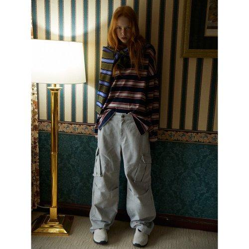 Wide Cargo Pants  Light Grey
