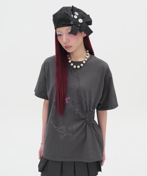 Scattered Ruched Top [Charcoal]