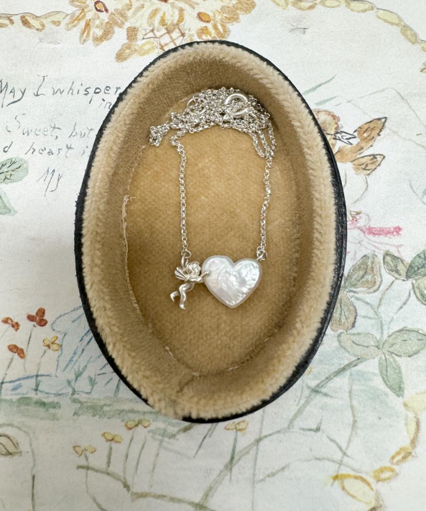 Baby angel 하트 진주 실버 목걸이  hier 이에