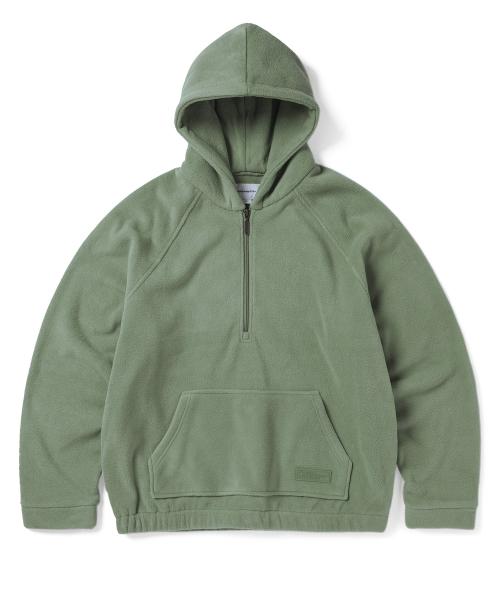 Hooded Fleece Half Zip Pullover Green