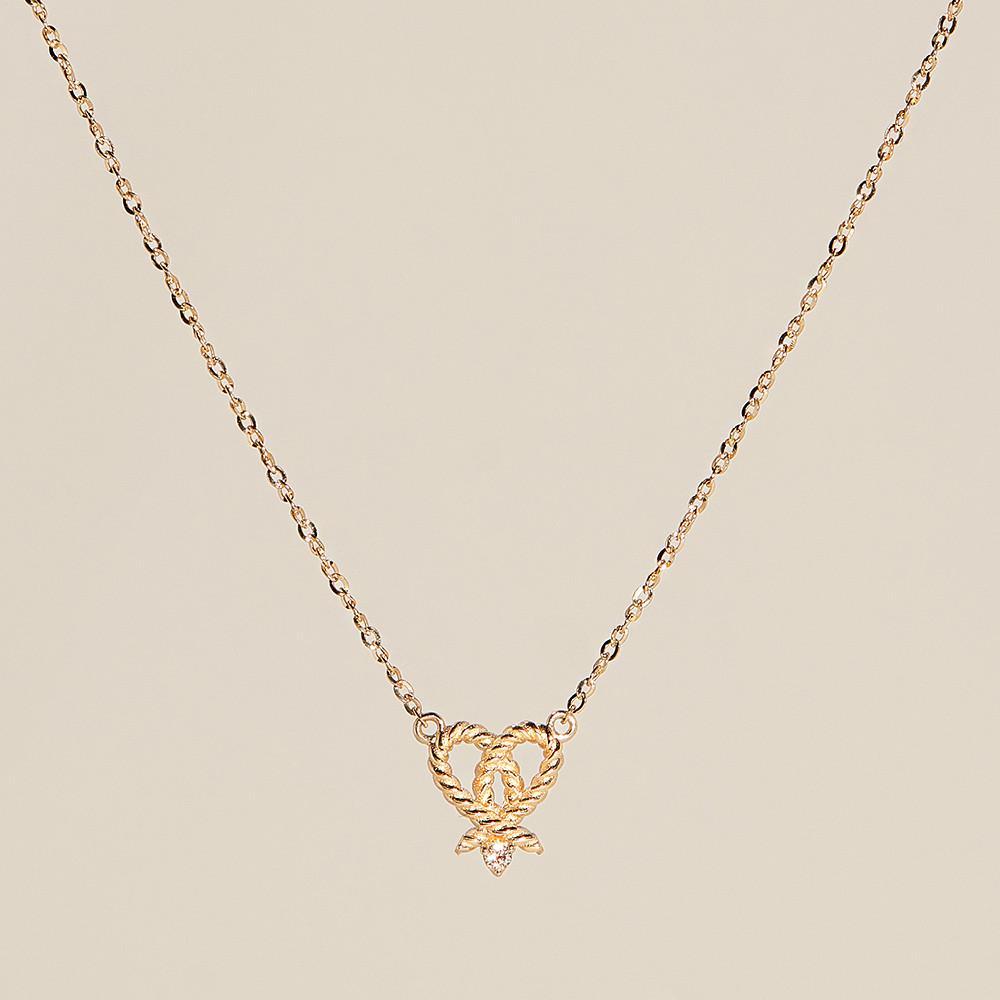 프릿 14k 프렌치 러브 목걸이 하트 꼬냑다이아 펜던트 목걸이