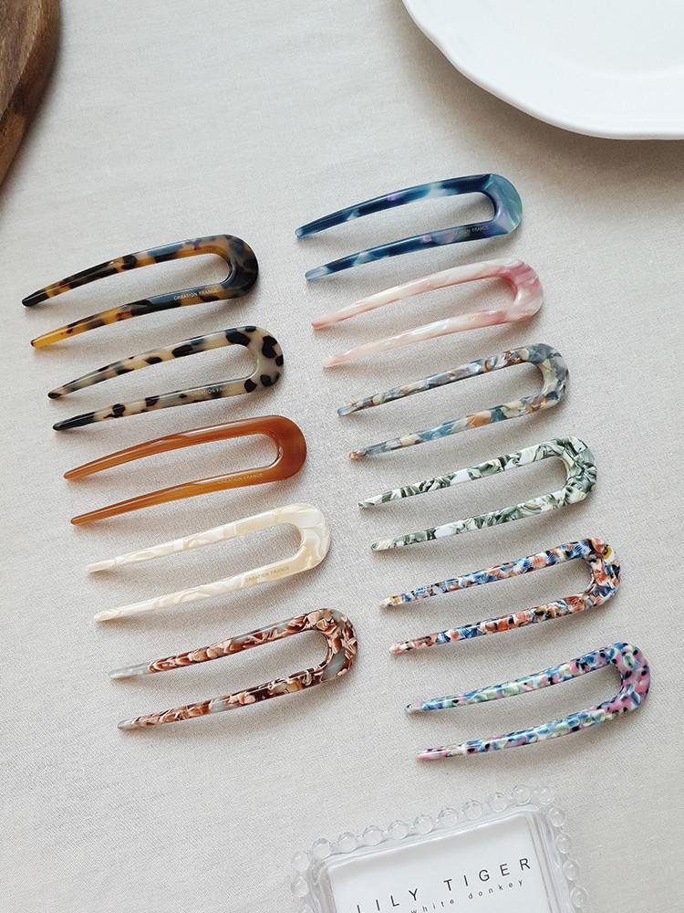 프랑스핀 심플 데일리 올림머리 U자 비녀