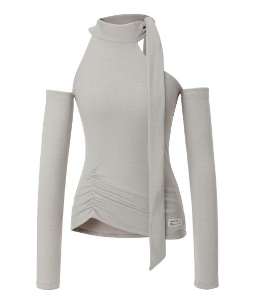 Birth Shirring Scarf Top (sand beige)