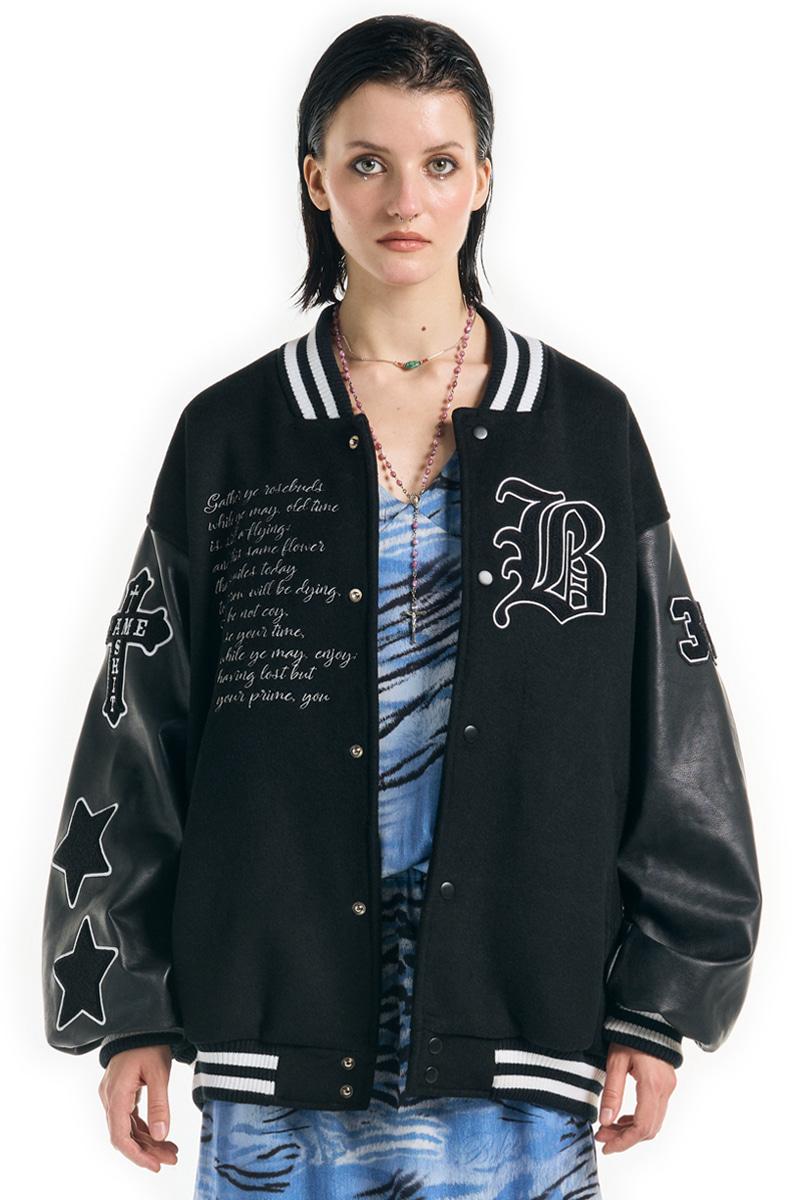 90s Vintage Baseball Jacket Black