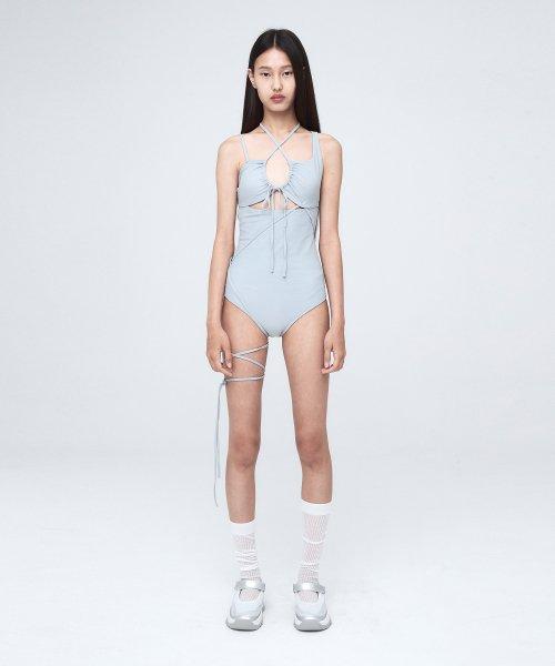 MULTIWAY STRAP SWIM SUIT LIGHT GRAY