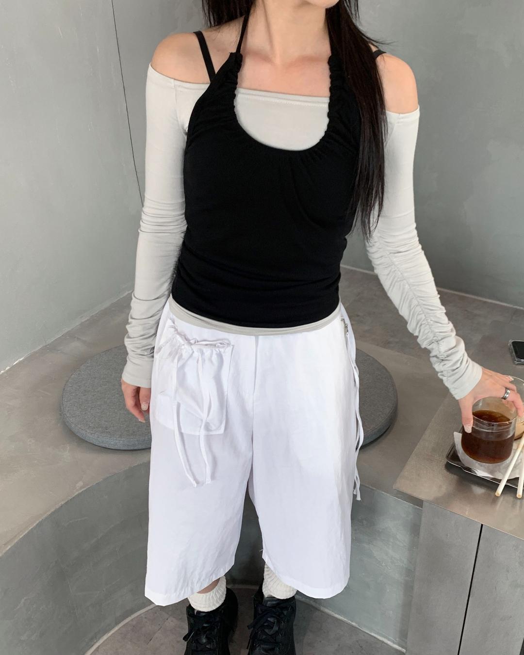 Shirring halter sleeveless