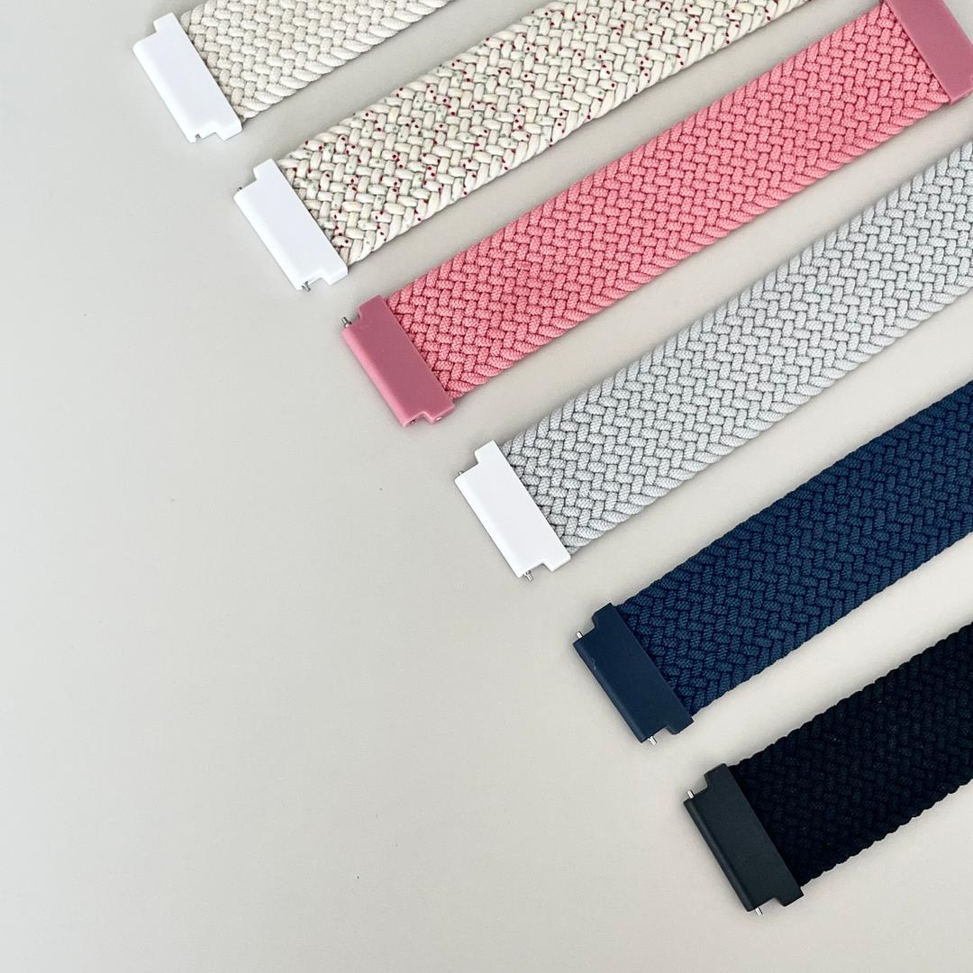 [당일출고] 갤럭시워치 5 4 3 2 1 나일론 실리콘 밴딩 브레이드 솔로루프 액티브2 심플  클래식 기어 데일리 스포츠밴드 스트랩 실버 체인 큐빅 메탈 케이스 시계줄 밴드 줄질