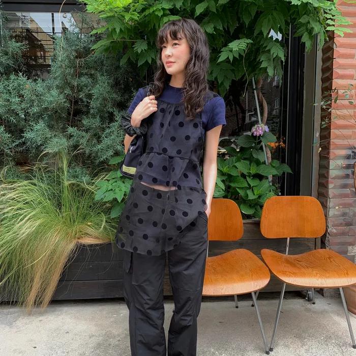 SHEER DOT ORGANZA DRESS_BLACK