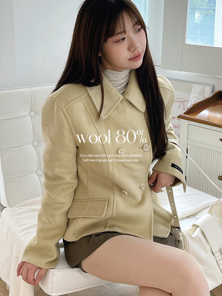 토마토스토어 폼비 더블버튼 라인 핸드메이드숏코트