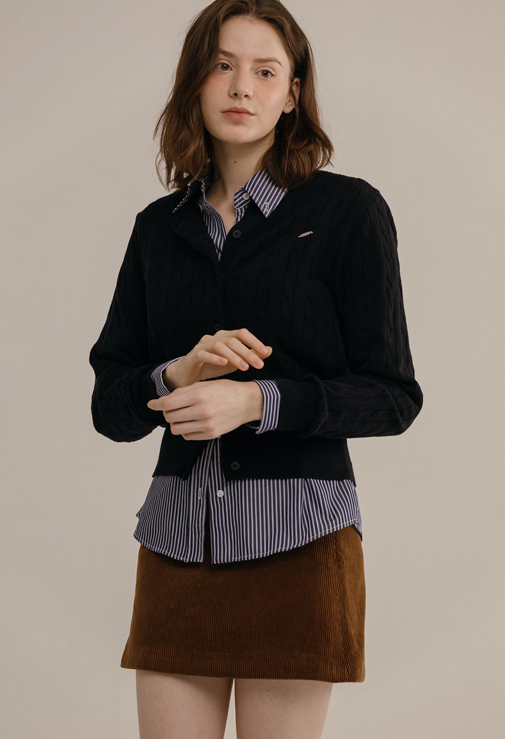 Classic cable cotton knit cardigan