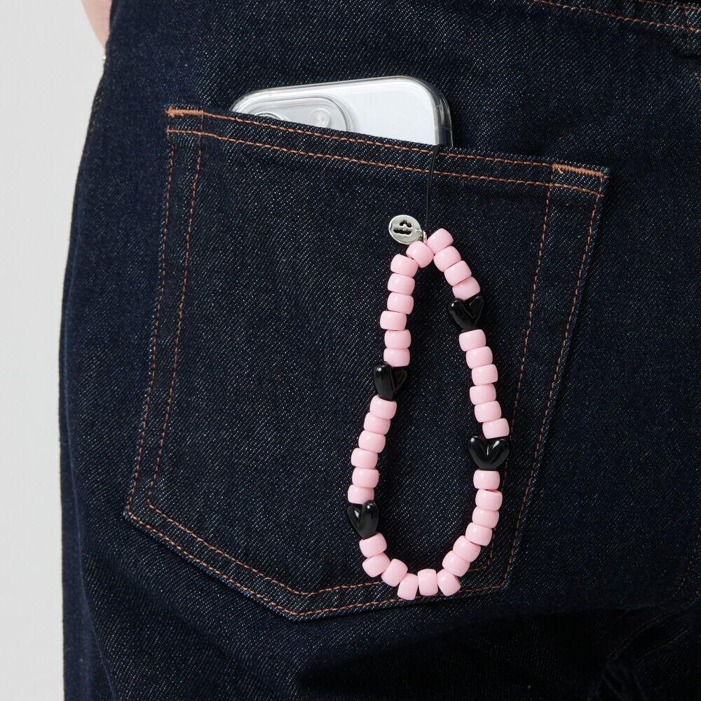 PINK BLACK PEBBLE 폰 스트랩 키링