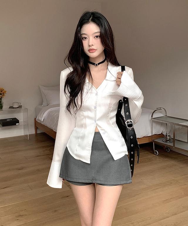 클래식블랑 [타이set💗실키고퀄] 아를 타이 세트 브이넥 실키 봄 가을 셔츠 블라우스 / 하객룩 출근룩 데이트룩 클래식블랑