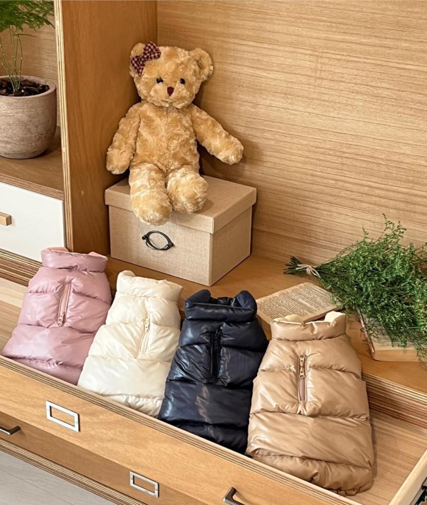 강아지옷 글로시 에코다운 패딩 조끼 베스트 아우터 겨울 애견의류 S-2XL