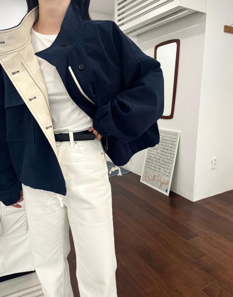 [바로배송] 배색 포켓 숏 야상 점퍼 / 꾸안꾸 데일리 러블리 데이트룩