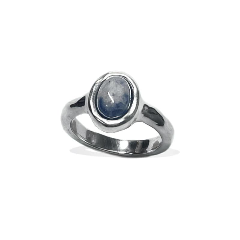 OVAL GEMSTONE SILVER RING (GLOSSY)