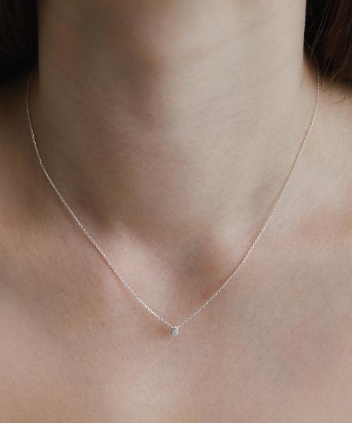 (실버925) 워터 드롭 베젤 체인 목걸이 NZ2419