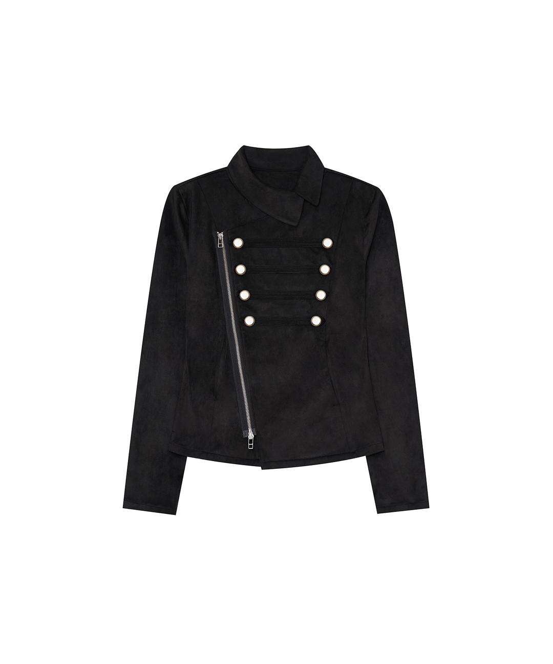 (4.2 Pre-Order) Asymmetric Zip Napoleon Jacket Black