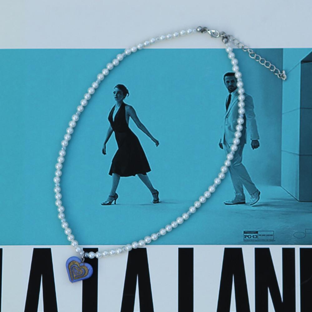 [휘요] 블루 하트 비즈 목걸이