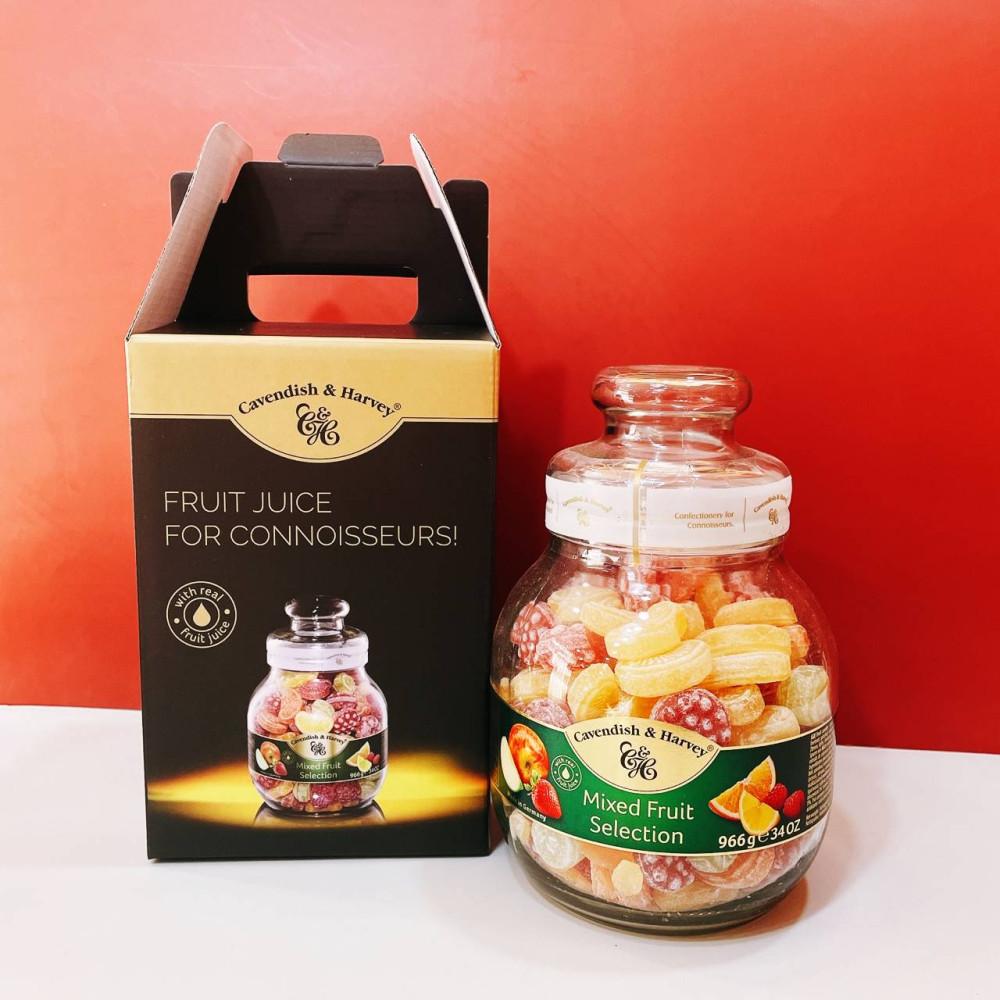 크리스마스 선물 80년전통 과일맛 캐빈디쉬앤하비 유리병 캔디 966g