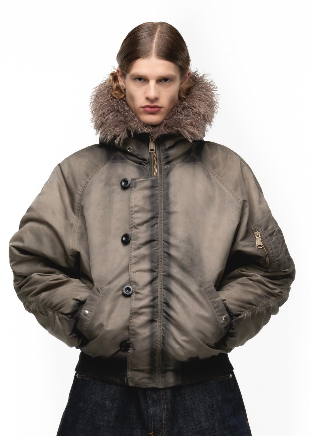 ASTRO FUR BOMBER JACKET USED BEIGE - SMALL
