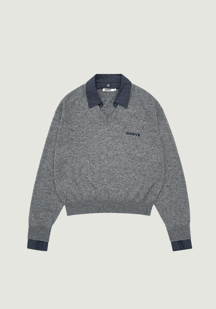 EVIE CHECK COLLAR KNIT