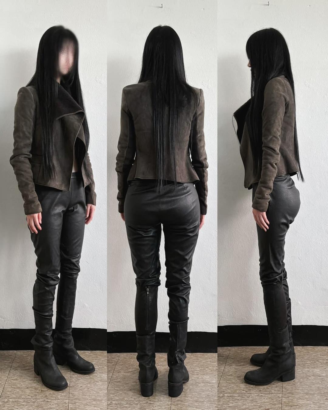 릭오웬스 13FW olmar&mirta 무스탕 드레이프 바이커자켓 | 후루츠패밀리