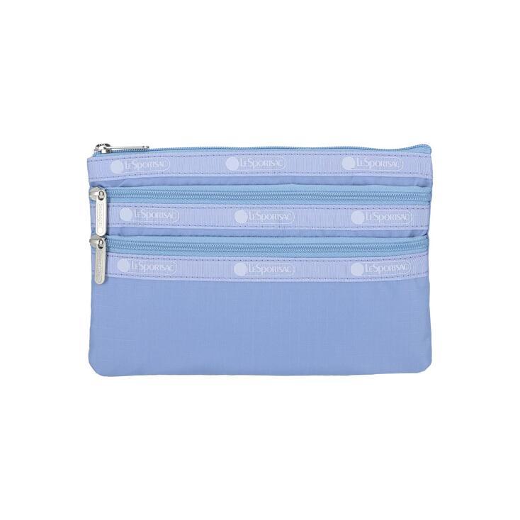 클래식 슬레이트 블루 쓰리집 코스메틱 파우치