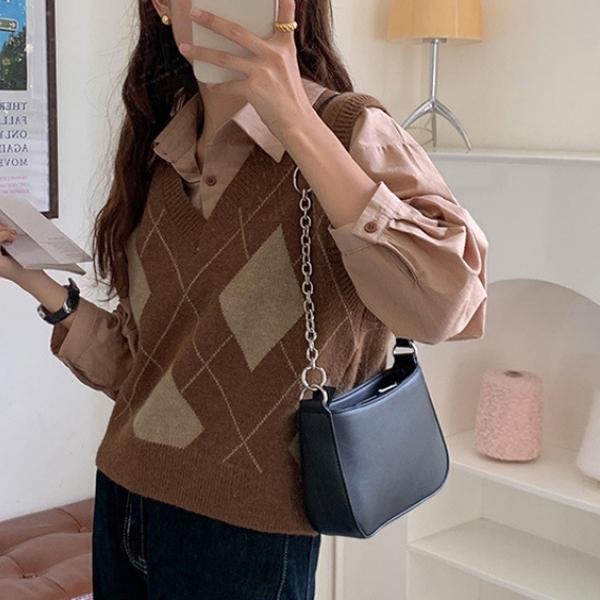 [당일출고]체인 레더 숄더백 여성가방