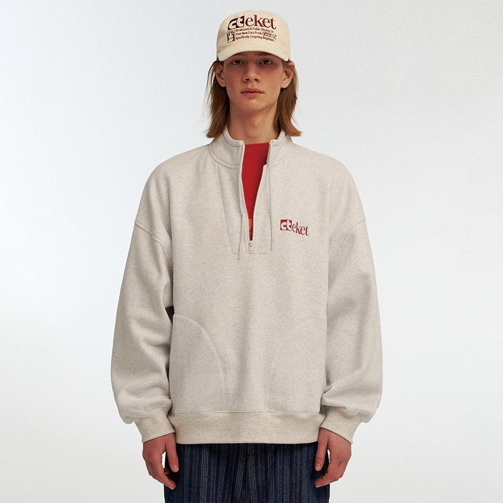 Plan Half Zip-Up Sweatshirt Melange Gray