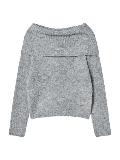 오프숄더 부클 니트 [멜란지 그레이]