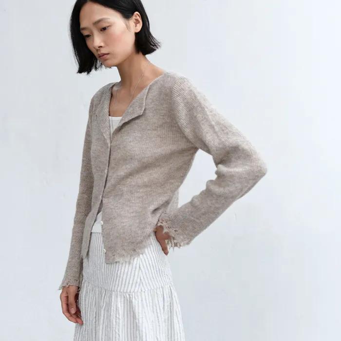 RAW EDGE CARDIGAN [BEIGE]