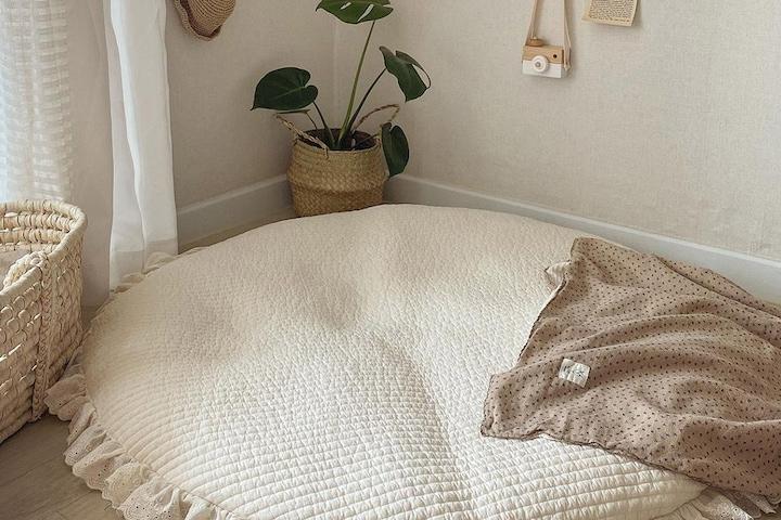 신생아 아기 원형러그 미끄럼방지 패드 놀이매트