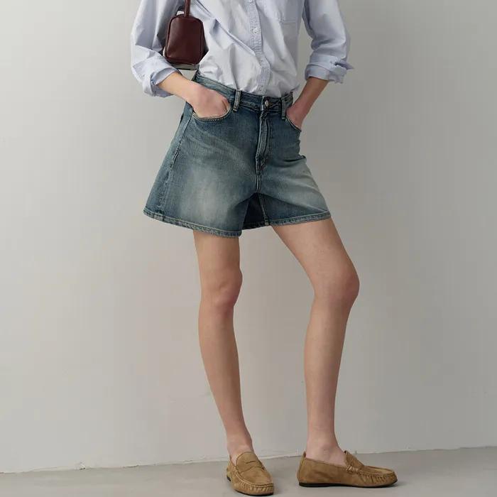 클래식 데님 쇼츠_brushed indigo