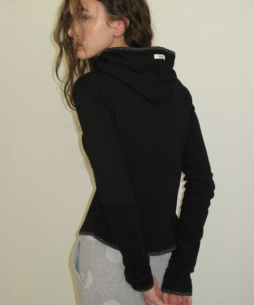 LINE POINT SLIM HOODIE LONG SLEEVE DOT BLACK