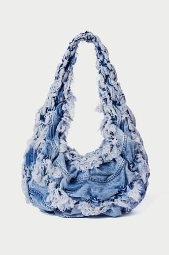 "BUD" Frayed Denim Shoulderbag