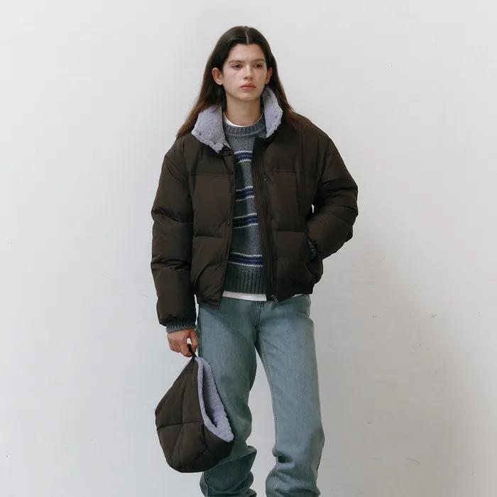 후드 옵션 덕 다운 브라운