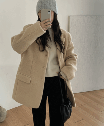 모어레브 울70%) 베어 하프 코트 자켓