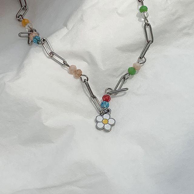 당일출고[써지컬] 플라워 컬러 비즈 목걸이