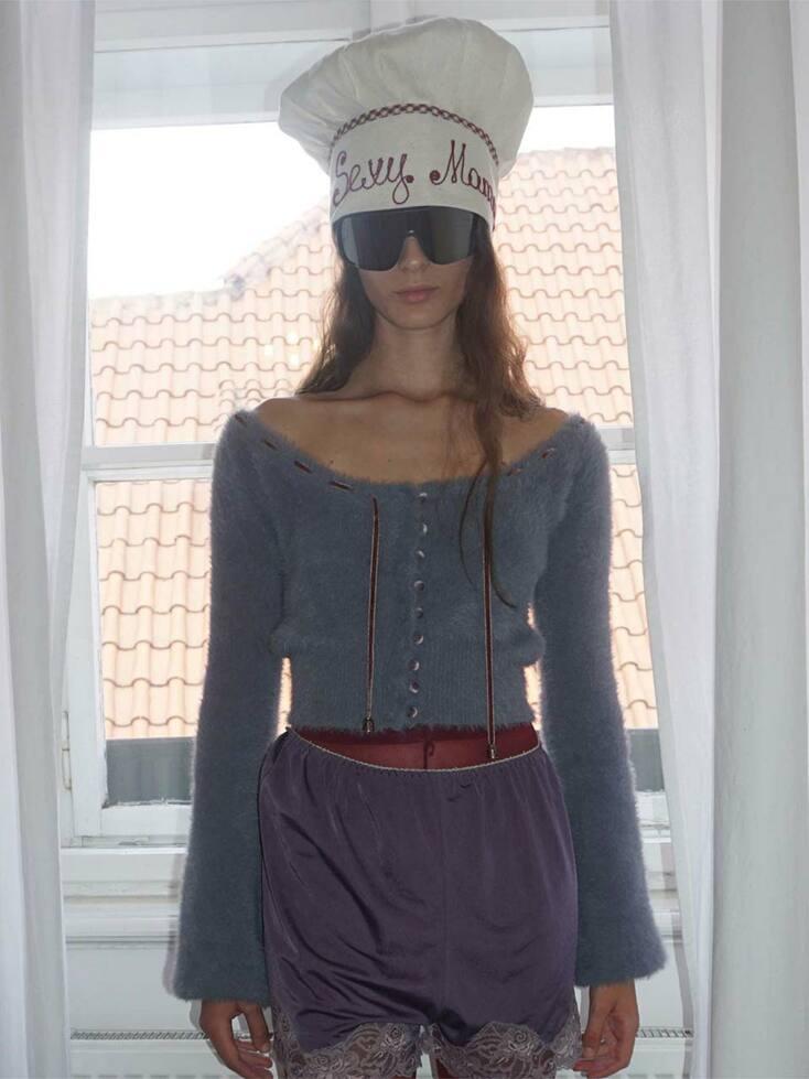 Angora Cardigan Dusty Blue