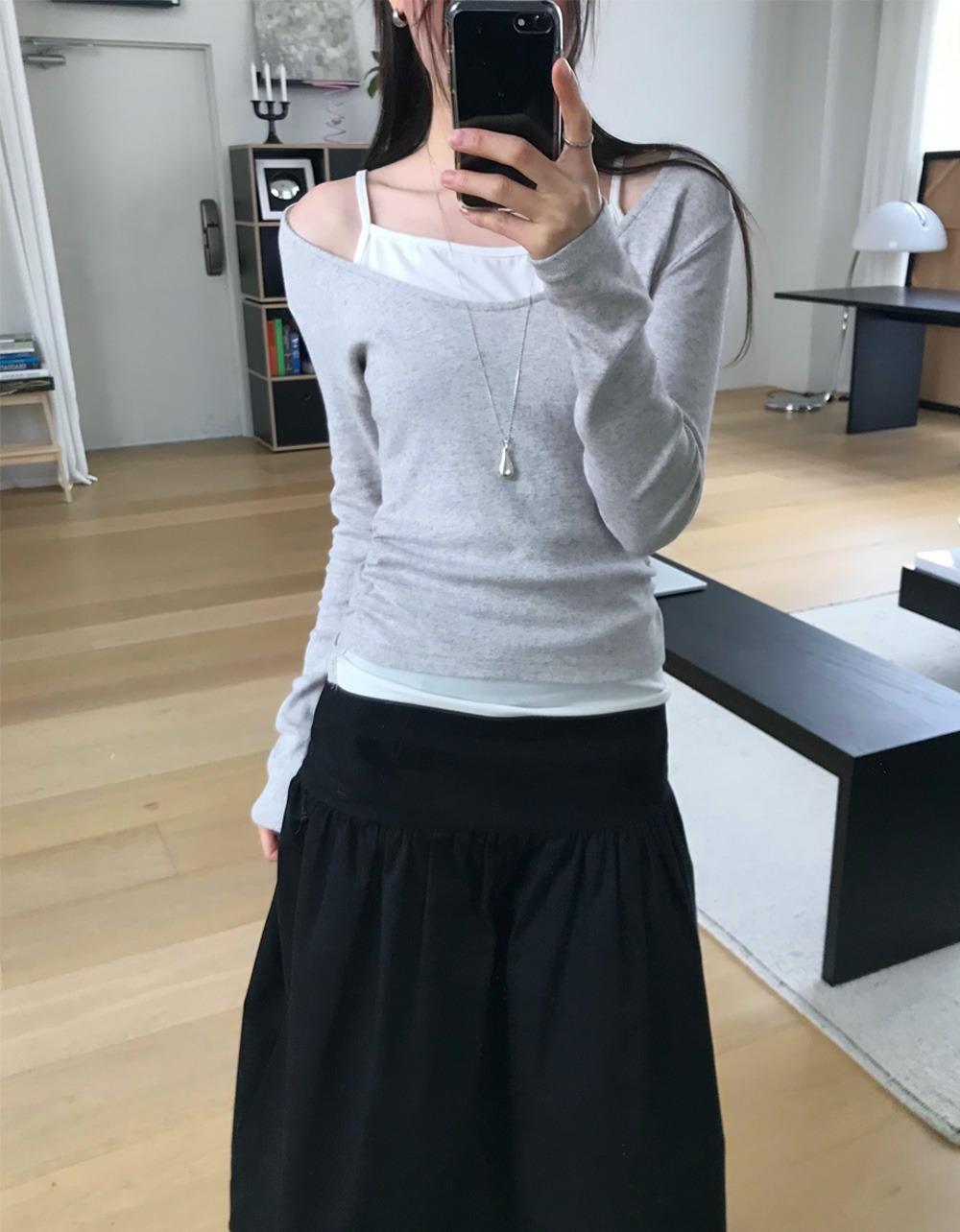 [그레이 당일]오트 레이어 셔링 TEE