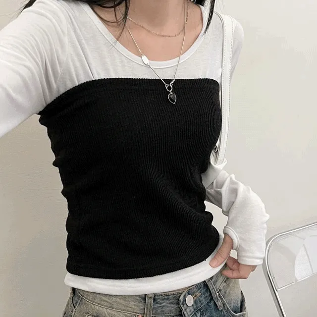 골지레이어드니트탑(3color)