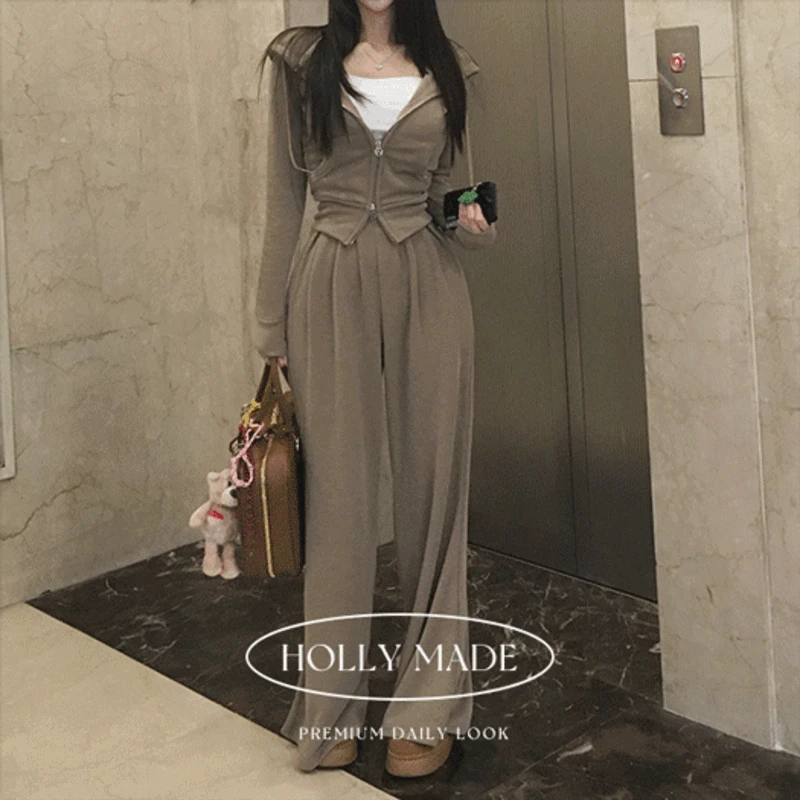 (2size/기본,롱)[*기모!부함X허얇골넓🤍] made 포텐 니트 기모 슬림핏 트레이닝세트
