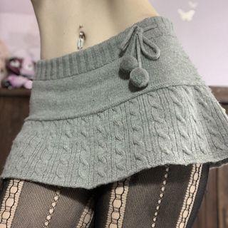 Low Waist Cable-Knit Mini Skirt