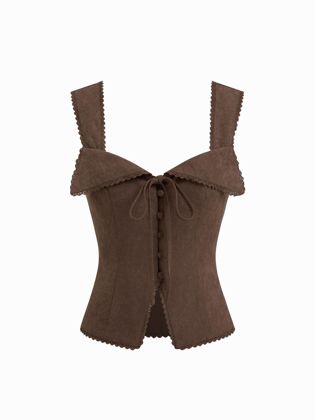 Sweetheart Lace Tie Back Tank Top