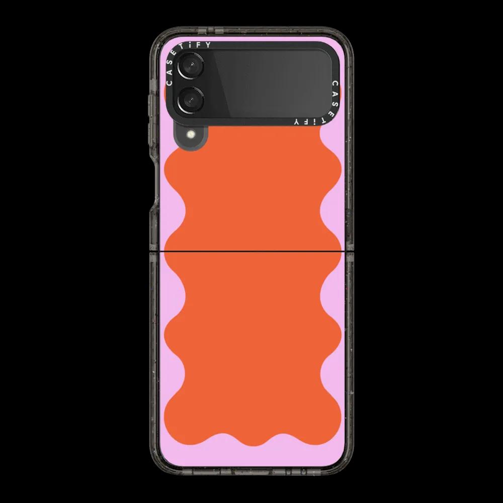 Pink Wavy Border on Orange