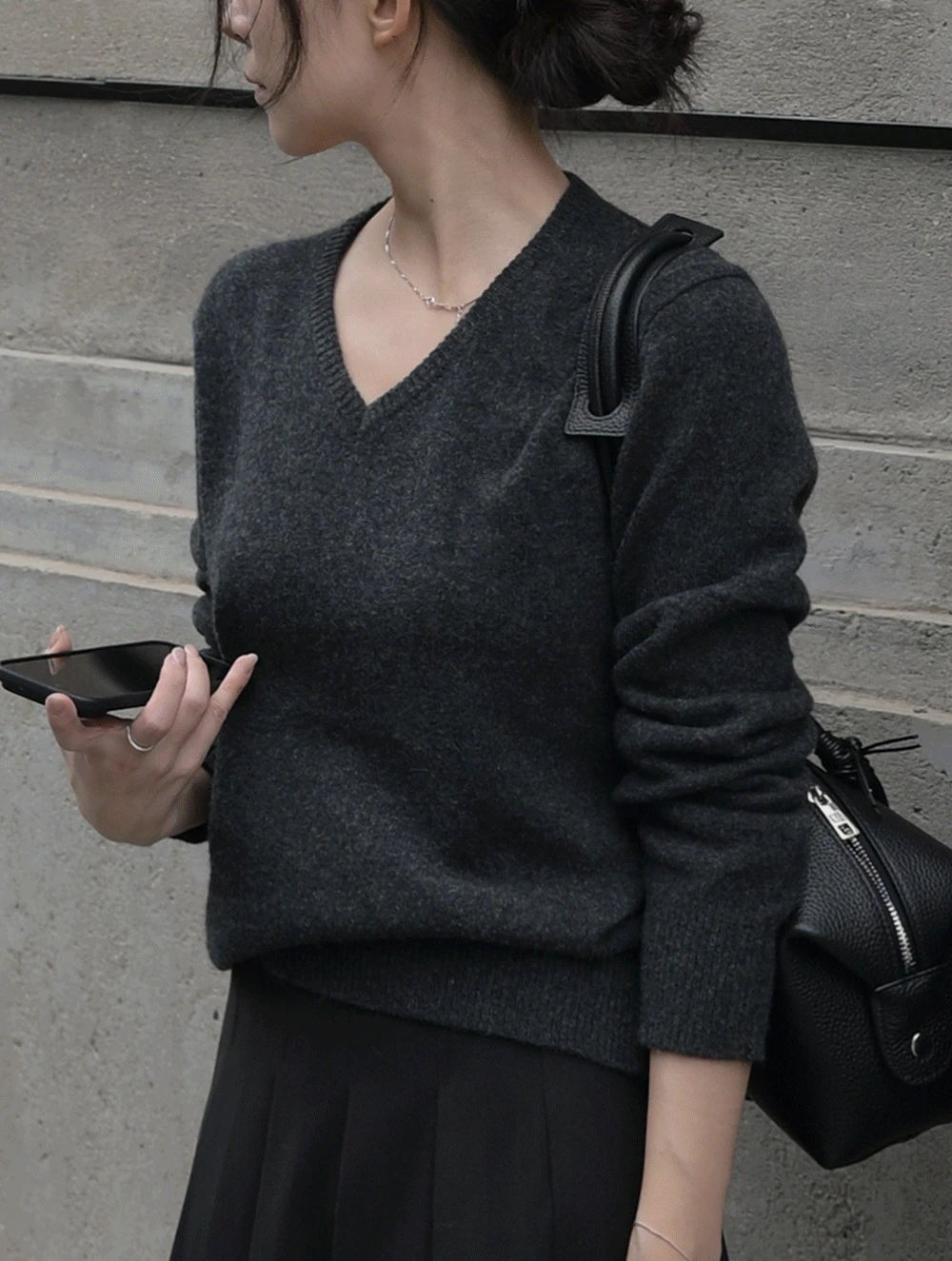 Time wool V-neck knitwear(울)<font style="font-size:0px