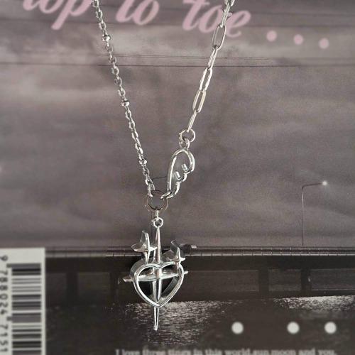 윙 하트 언발 목걸이 써지컬스틸 포인트 날개 팬던트